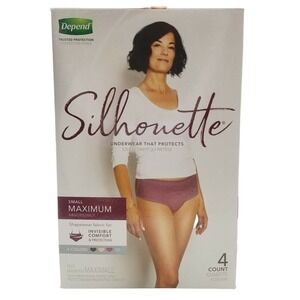 Depend Silhouette Underwear Womens Small 4 ct Maximum Absorbency That‎ Protects